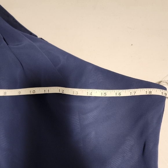 David's Bridal NWT Size 14 One-Shoulder Navy Gown - Picture 5 of 10